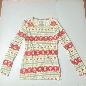 Skull Christmas Fair Isle Long Sleeve Tee – Size M